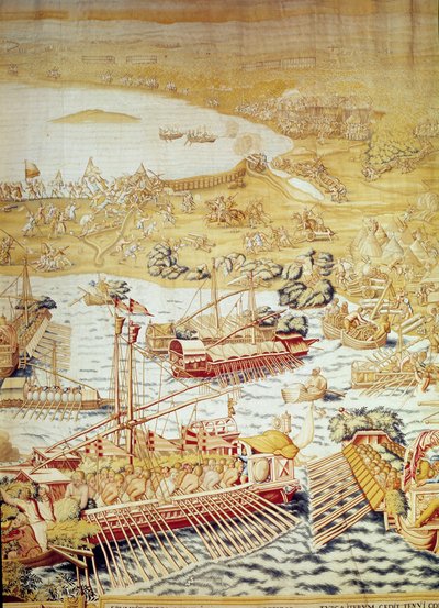 Erobringen av Tunis av keiser Charles V: Golettes sete i 1535. Detalj av et billedvev av Willem de Pannemaker (aktiv rundt 1535-1554) 1554 Alcazar de Seville av Willem de Pannemaker
