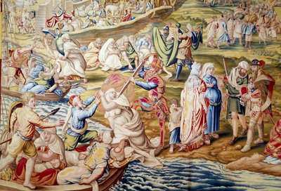 Erobringen av Tunis av keiser Charles V: vold påført kvinner av spanske tropper i 1535 (teppe) av Willem de Pannemaker