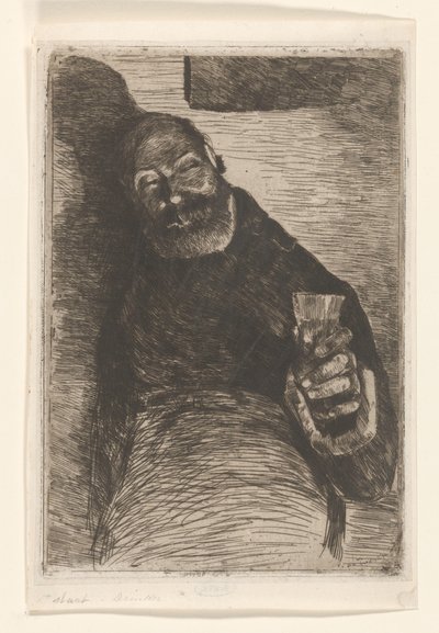 Drinker (original tittel på objekt) Mann med hevet glass (original tittel) av Willem de Zwart (signed by artist)
