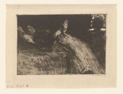 Tilbakelent kvinne (original tittel) av Willem de Zwart (signed by artist)