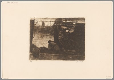 Mann på kaien til en havn på kaien (original tittel) av Willem de Zwart (signed by artist)