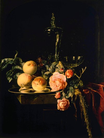 Roser og fersken, 1659 av Willem van Aelst