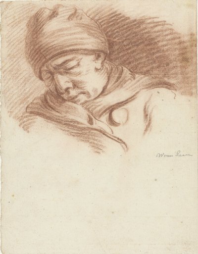 Sovende mann med hatt (selvportrett?) av Willem van Leen