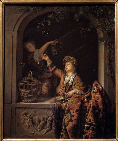 såpebobler. Maleri av Willem Van Mieris (1662 - 1747) av Willem Van Mieris