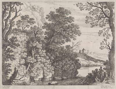 Skoglandskap Italienske landskap (serietittel) av Willem van Nieulandt (II)