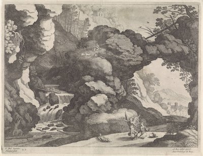 Landskap med Hagar og Ismael Italienske landskap (serietittel) av Willem van Nieulandt (II)