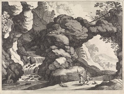 Landskap med Hagar og Ismael Italienske landskap (serietittel) av Willem van Nieulandt (II)
