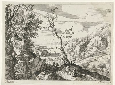 Landskap med Juda og Tamar italienske landskap (serietittel) av Willem van Nieulandt (II)