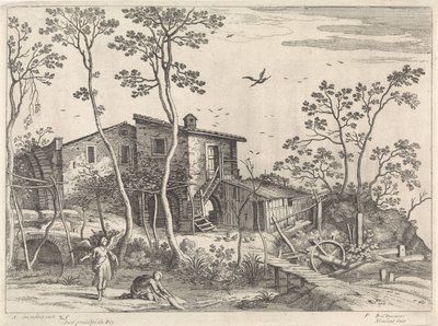 Landskap med Tobias og engelen Italienske landskap (serietittel) av Willem van Nieulandt (II)