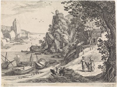 Landskap med utvisningen av Hagar og Ishmael italienske landskap (serietittel) av Willem van Nieulandt (II)
