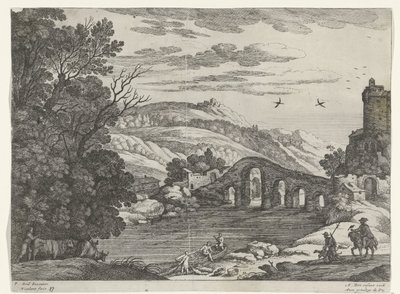 Landskap med en elv Italienske landskap (serietittel) av Willem van Nieulandt (II)