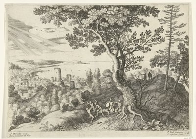 Reisende blir angrepet av ranere Italienske landskap (serietittel) av Willem van Nieulandt (II)
