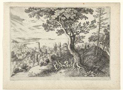 Reisende blir angrepet av ranere Italienske landskap (serietittel) av Willem van Nieulandt (II)