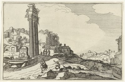 Castor og Pollux tempel Romerske ruiner og kystlandskap (serie 1) (serietittel) av Willem van Nieulandt (II)