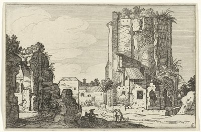 To ruiner Romerske ruiner og kystlandskap (serie 1) (serietittel) av Willem van Nieulandt (II)