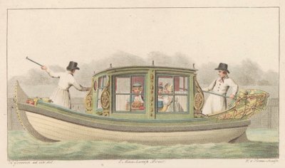Zaans tentjacht, 1816 A Noord-Hollandsch Tentjagtje on the Zaan / Une barque de Compagnie nommée Tentjagje à Zaandam (tittel på objekt) av Willem van Senus