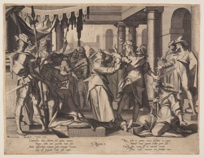 Judgment of Salomon, plate 2 fra Thrones of Justice (Thronus Iustitiae) av Willem van Swanenburgh