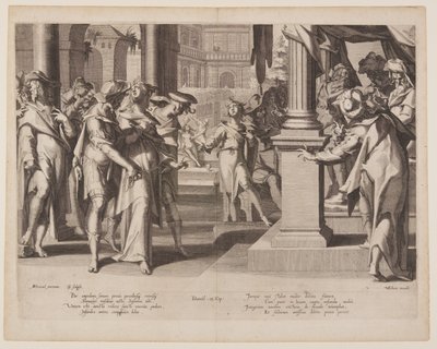 Susanna Before Daniel, plate 3 fra Thrones of Justice (Thronus Iustitiae) av Willem van Swanenburgh