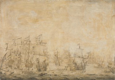 Slaget mellom den nederlandske og svenske flåten, i Øresund, 8. november 1658 av Willem van de Velde (I) (attributed to)