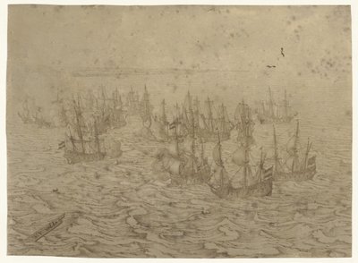 Sjøkamp utenfor en kyst av Willem van de Velde (I) (possibly)