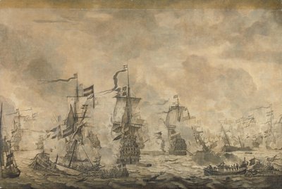 Slaget mellom den nederlandske og svenske flåten, i Øresund, 8. november 1658 av Willem van de Velde (I)