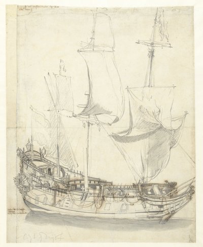 Send Princesse Royale av viseadmiral Witte de With av Willem van de Velde (I)