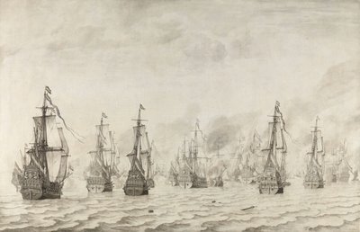 Slaget ved Dunkirk Sjøslaget mot spanjolene nær Dunkirk, 18. februar 1639 av Willem van de Velde (I)