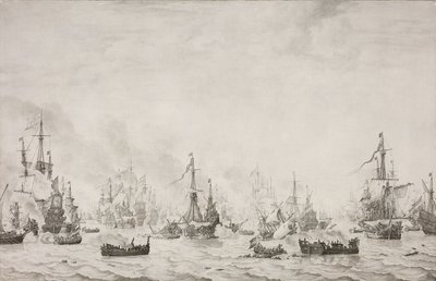 Battle of the Downs The Battle of the Downs mot den spanske armadaen, 21. oktober 1639 av Willem van de Velde (I)