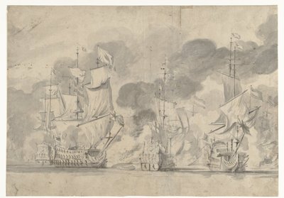 Slaget ved Lowestoft 13. juni 1665 av Willem van de Velde (I)
