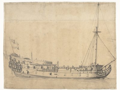 Den lojale George, oppdratt etter de fire dagers kamp i juni 1666 av Willem van de Velde (II)