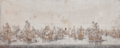 Slaget ved Fehmarn, ca. 1650 (blekk og vask på papir) av Willem van de Velde