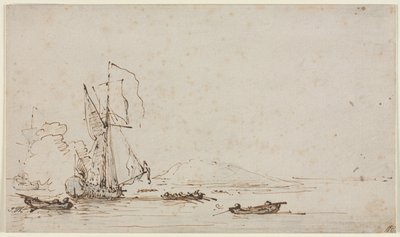 Yacht mottar salutt, ca. 1700. av Willem van de Velde