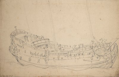 Porträt eines englischen Fünftrangschiffs, ca. 1675 von Willem van de Velde the Younger