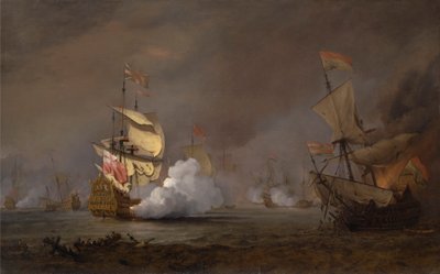 Sjøslaget under de anglo-nederlandske krigene av Willem van de Velde the Younger