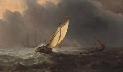 Før stormen av Willem van de Velde the Younger and Studio