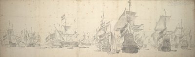 Et krigsråd i den nederlandske flåten utenfor Terschelling, 7.–17. oktober 1658 av Willem van de the Elder Velde