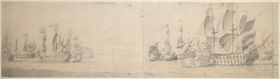 Strand og van Ghents handling av Willem van de the Elder Velde
