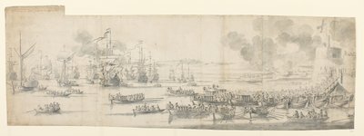 Maria av Modena legger ut på Gravesend av Willem van de the Elder Velde