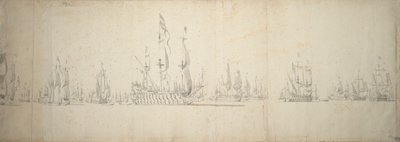 Dagen før slaget ved Lowestoft, 2.–12. juni 1665 av Willem van de the Elder Velde
