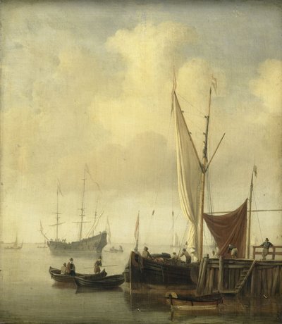 En havn av Willem van de the Younger Velde
