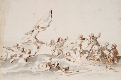 Ein Kampf in Booten, ca. 1685 von Willem van de Velde the Younger