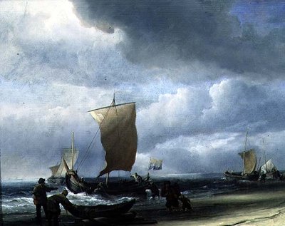 Fischerboote kommen an Land von Willem van de Velde the Younger