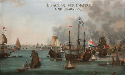 Slaget ved Chatham, ca 1667. av Willem van der Stoop