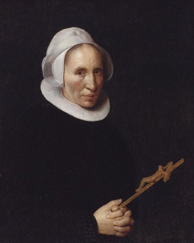En dame som holder et krusifiks av Willem van der Vliet