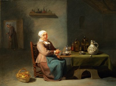En kvinne på et kjøkken av Willem van the Elder Herp