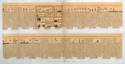 Illustrasjoner av et manuskript med hieroglyfer, fra en grav i Theben, Egypt, 1822 av Willemin