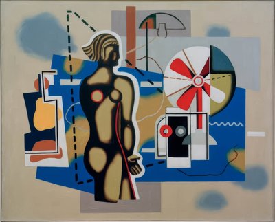Weibliche Figur auf blauem Feld von Willi Baumeister