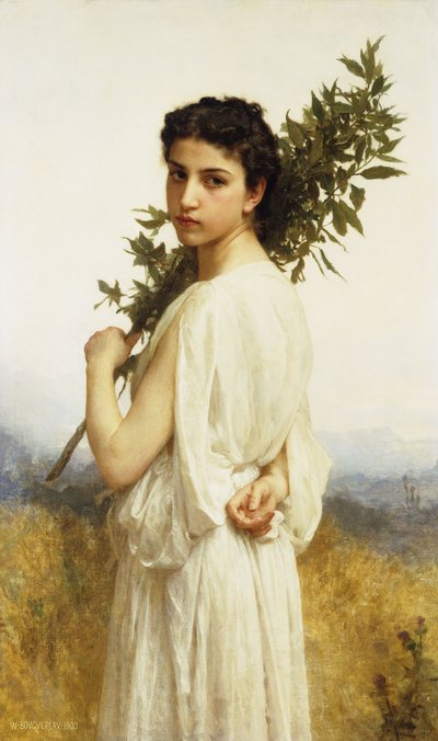 En nymfe som holder en laurbærgren, 1900 av William Adolphe Bouguereau