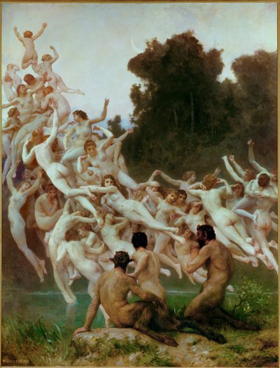 Oreadene - skogens nymfer (maleri på tre) av William-Adolphe Bouguereau