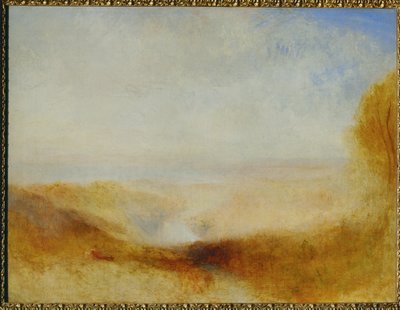 Landskap med en elv og en bukt i det fjerne... av William (1789-1862) Turner